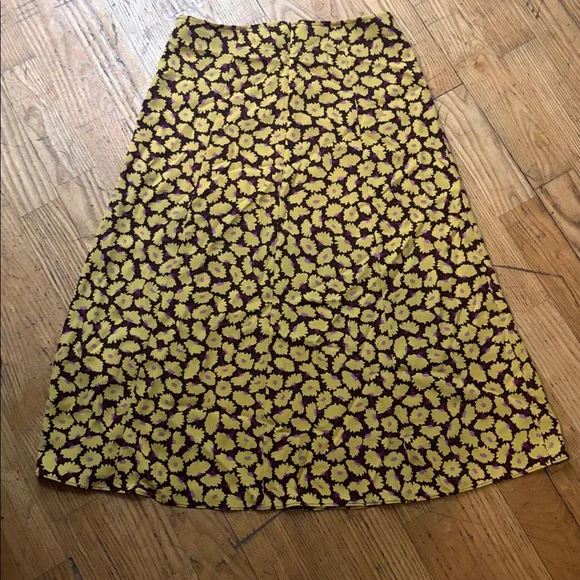 Kate Spade Yellow and Brown Floral A-Line Skirt - Picture 5 of 8